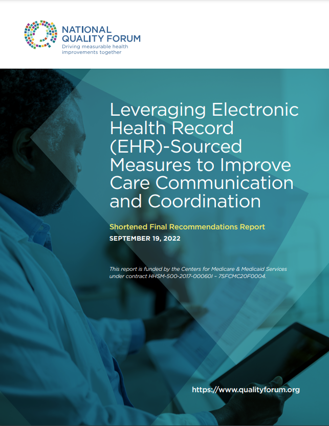 NQF Report Makes Five Recommendations To Leverage Electronic Health ...