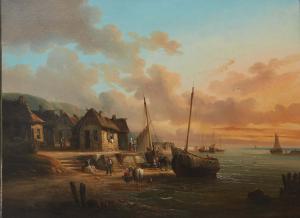 19th century oil on canvas Dutch School painting titled Dutch Fishing Village, signed “H. W. Mesdag”, possibly Hendrik Willem Mesdag (Dutch, 1831-1915), in a frame (est. $800-$1,200).