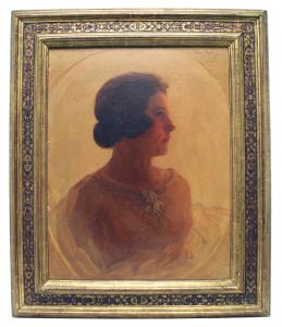 Oil portrait painting of Geli Raubel, the daughter of Adolf Hitler’s stepsister, commissioned by Hitler, who was smitten with her from their very first meeting in 1928 (MB: $7,500).