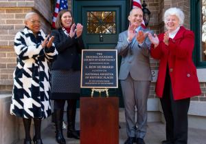 Community leaders and Scientologists gathered at the Original Founding Church of Scientology of Washington, DC, for a ceremony commemorating the listing of the site on the National Register of Historic Places by the US Department of Interior LRH House speakers clapping