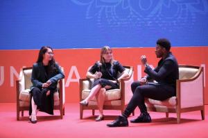 Brandon Andrews hosts panel during UNLEASH Plus Dragon's Den in Mysore, India