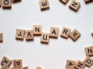 January in scrabble letters