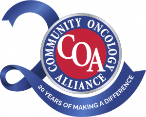 Logo celebrating the 20th anniversary of the Community Oncology Alliance