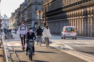 Cyclists in Paris, France