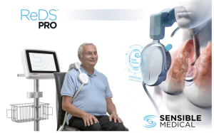 ReDS Pro System 1.5 with sensor on patient placed over clothing for accurate fluid level measurement
