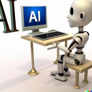 robot at a computer