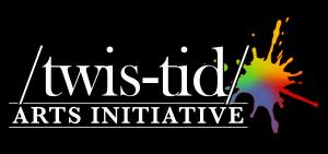 Twistid Arts Initiative wording with a rainbow colored ink splat