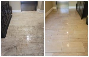 2 Panels: Before and After Tile and Grout Cleaning, How often should tile be professionally cleaned?