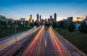 A picture of the Atlanta skyline where Double Iron Consulting and Bill Smith are based.]