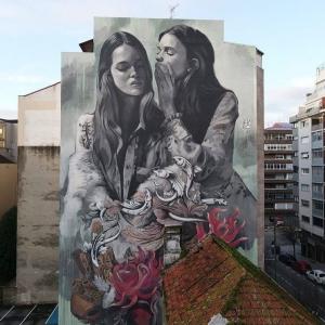 Street artist Lula Goce's The Whisper (2021), for the Cidade de Cor Festival in Vigo, Spain