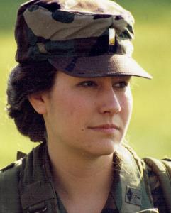 2nd Lt Diana Dunnigan, US Army, Prepares for Exercises at Quantico, VA, circa 1995.