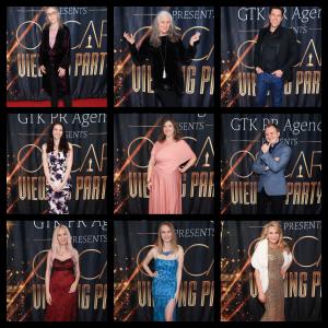Red Carpet for GTK Oscar Viewing Party: Top Row: Faye Brenner, Harri James, Jason Zlatkus. Middle Row: Casey Zlatkus,Lori Zlatkus, Bailey Smart-Zimmerman Bottom Row: Kitty Brucknell, Rachelle Henry and Kathryn Hollis Peters