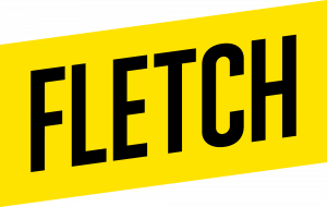Yellow background and black font Fletch logo