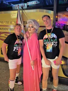 Pride Under The Pines event producers Jeremy Taylor and Niels Kosman with this years host the ever amazing Anita Rose