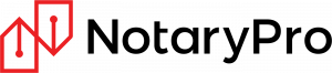 NotaryPro Technologies Logo with red fountain pen graphic and black text that reads "NotaryPro".