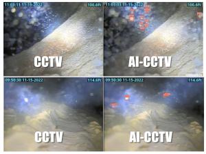 For years water utilities were unable to justify the use of CCTV cameras for assessment of water pipes.  But combined with Electro Scan (i.e. knowing where to 'stop' the camera), Electro Scan AI can confirm leak locations, by clock position.