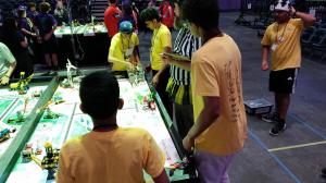 EnergiserZ, Team 4047, at the robot mission table during one of their official runs
