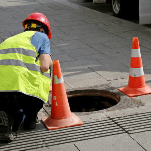 Drain lining being applied.