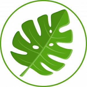 Hawaii PR Logo features an illustration of a green monstera fern leaf.