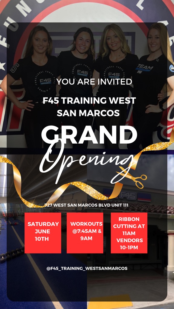 Join F45 Training West San Marcos for an Unforgettable Grand Opening  Celebration