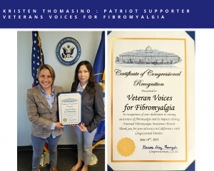 Kristen Thomasino Global Humanitarian, 22x Author, 2x Show Host, Patriot Supporter and Congressional Representative Nanette Diaz Barragan's Office for Congressional Recognition for the 2023 Social Good Campaign for Veterans Voices for Fibromyalgia with Patricia Camacho