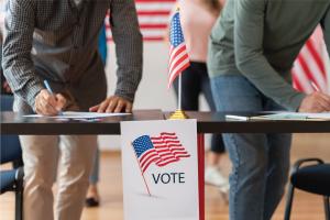 Stock image of people voting