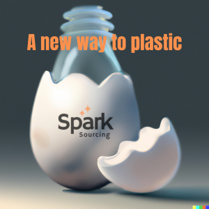Plastic bottle emerging from an eggshell
