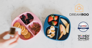 Dreamroo's Silicone Divided Plates showcasing vibrant colors, separate compartments for food, for every child to enjoy a meal.