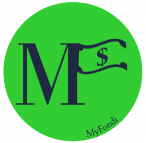 MyFondi Logo Green Circle with letters M and F in Navy Blue