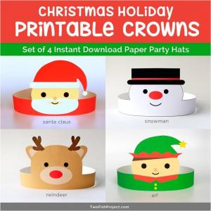 Cute Printable Christmas Paper Crown Headbands As Kids Christmas Party ...