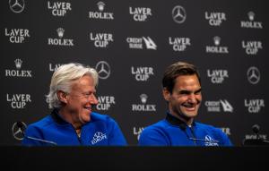 ROLEX TESTIMONEES AND TEAM EUROPE MEMBERS BJÖRN BORG AND ROGER FEDERER AT THE 2022 LAVER CUP
