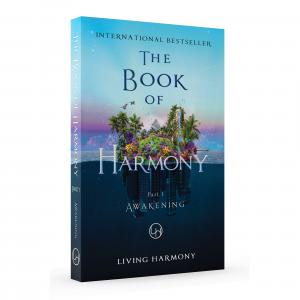 The Book of Harmony: Awakening Front Cover with Spine in English with magical pyramid image and title