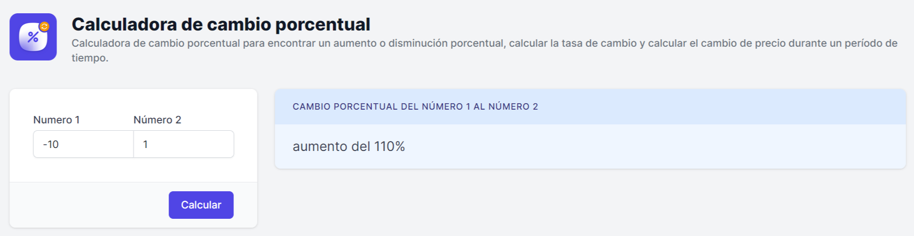 calculadora cambio porcentual