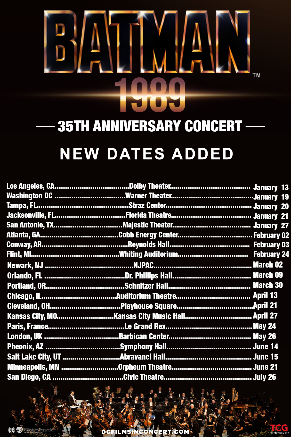 DC IN CONCERT NEW DATES ADDED FOR 2024 “BATMAN” LIVE CONCERT TOUR TO