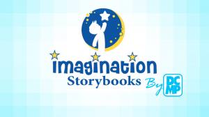 Imagination Storybooks by DCMP logo featuring a child reaching for the stars