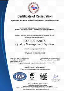ISO 9001:2015 Certificate of Quality Management System for MyHotels 2023