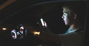 Teen texting at night while driving