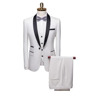 Tailored Fit Single Breasted One-Button 3 Pieces Solid Colored Men's Wedding Suits