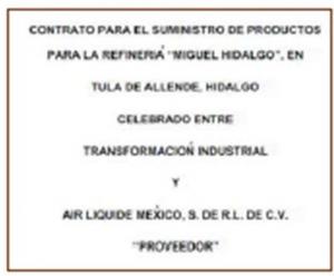 Title page of 2017 hydrogen supply contract between Pemex and Air Liquide