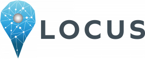 LOCUS logo which includes a stylized blue location pin next to the word "LOCUS"