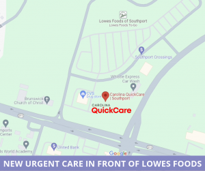 Carolina QuickCare urgent care in front of Lowes Foods in Southport