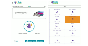 The app "talks" and asks the patient, client, member, or resident the question to get to know them. They answer in their own voice to share personal care preferences.