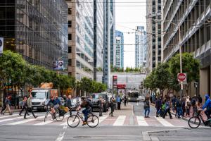 San Francisco, CA, US pedestrians and cycling