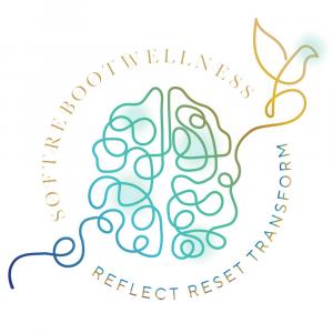 Logo of SoftReboot Wellness featuring an artistic representation of a brain transforming into a bird, symbolizing freedom and rejuvenation through ketamine therapy in the Bay Area.