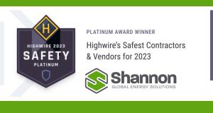 Graphic showing Highwire Platinum Safety Award recipient Shannon Global Energy Solutions