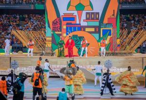 Mohamed Ramadan performing live at CAF Africa Cup of Nations, unveiling launch of the official anthem titled "Akwaba"