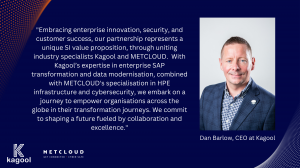 This image provides a quote by Dan Barlow on the partnership with METCLOUD