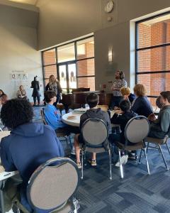 2022 Finalist and Tenor, Wayd Odle speaks with St. Andrew's Episcopal students during a Lunch & Learn Q&A/Outreach session on February 13, 2022.