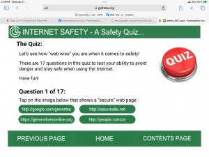 This shows a sreen shot of one of the pages in safety tutorial