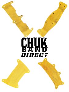 ChukBand Direct, black logo with 4 images depicting yellow leather shapes arranged in a starburst pattern.